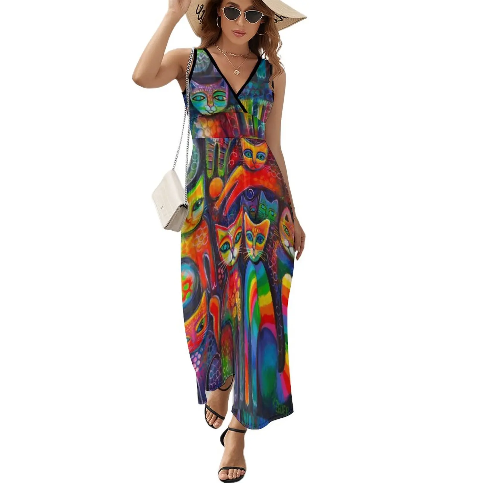 

Rainbow cats acrylics Sleeveless Dress dresses summer woman 2024 Beachwear summer dress for women 2024 womens dress