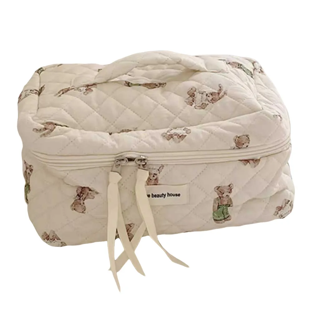 Large Capacity Bear Printed Cosmetic Organizer Bag