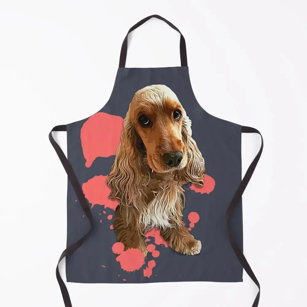 

Cocker Spaniel Fun Splash Puppy Dog Apron Kitchen Kawaii Accessories Cleaning Products For Home Ladies Apron