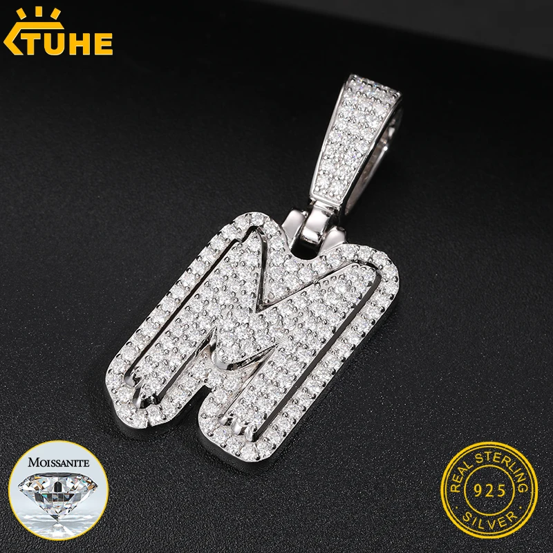 tuhe moissanite a z letters pingente para homens prata 925 joias hip hop nome inicial na moda unisex vvs1 01