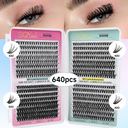 Libro de pestañas de 32 filas 30D/40D/50D/60D, libro de pestañas individuales, extensiones de racimos, pestañas postizas DIY en casa, pestañas en racimo