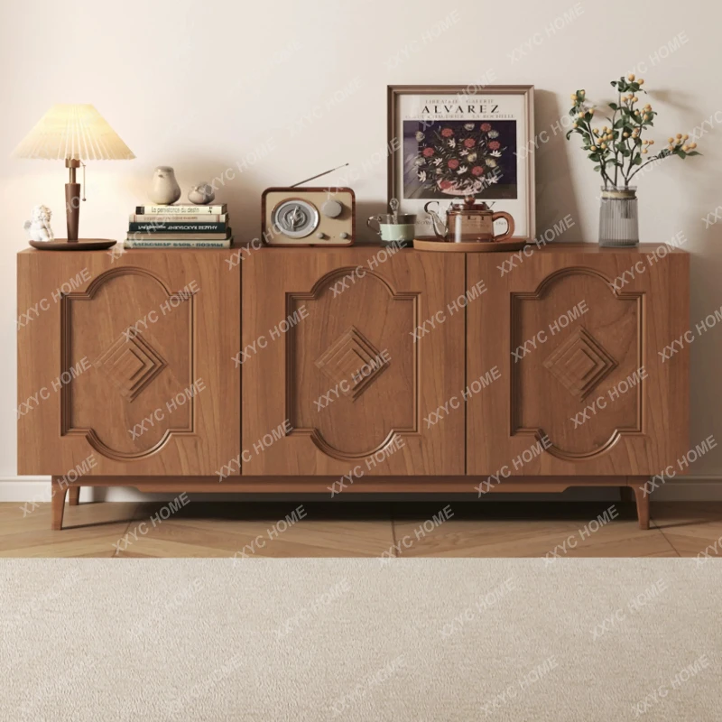 

New Chinese Style Solid Wood Sideboard Small Apartment Entrance Cabinet Balcony Door Home Locker Economical Modern Minimalist