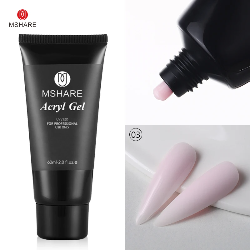 MSHARE Poly-Nagelverlängerungsgel, TPO, ohne Hema, milchig-weiße Nägel, 60 g, Nagelverlängerung, Tarnung, schnelles Aufbau, Finger, 60 ml