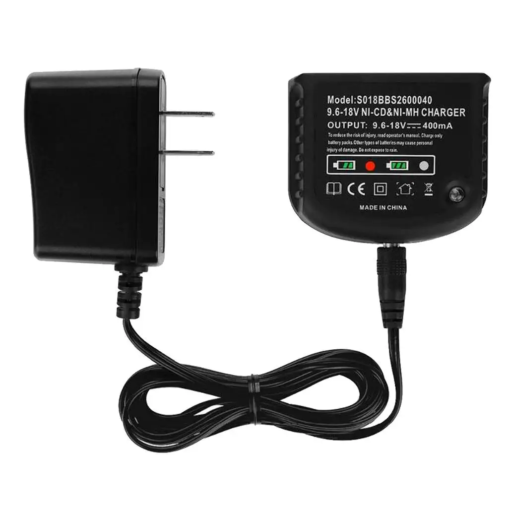 US Plug 9.6V-18V Battery Charger Compatible with 7.2V 9.6V 12V 14.4V 18V Ni-MH/Ni-Cd Slide Style Batteries