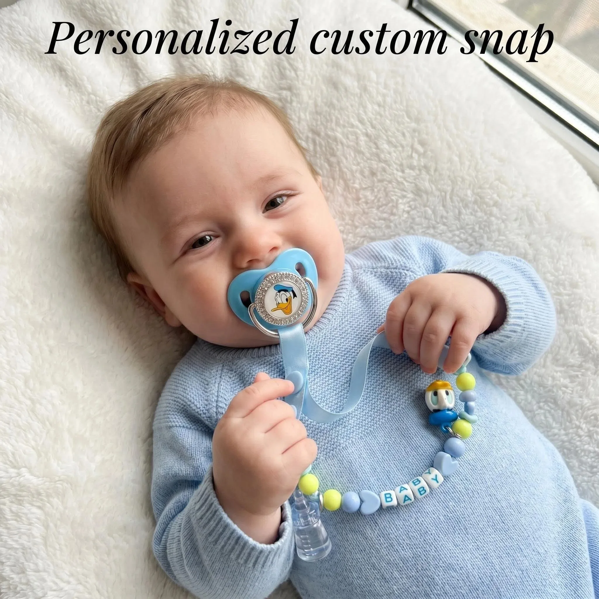 

Newborn Baby Silicone Pacifier with Personalized Custom Pacifier Clip Set Adjustable Anti Drop Soother Holder Custom Name Dummy