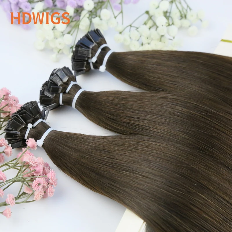 New Flat Tip Hair Extension Human Hair for Women 100% Straight Flat Tip Human Hair Extension Natural Fusion Human Hair Keratin