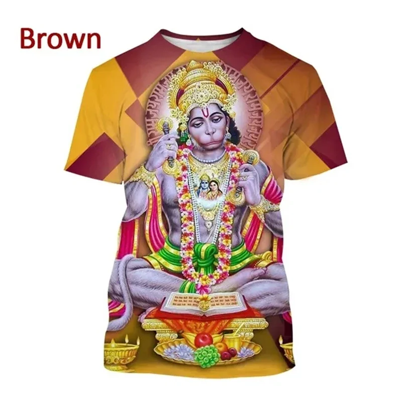 New Indian Monkey God Hanuman 3D Printed T-Shirt Men And Women Clothing Hindu Myth Figure Pattern Streetwear Top Tshirt Tees