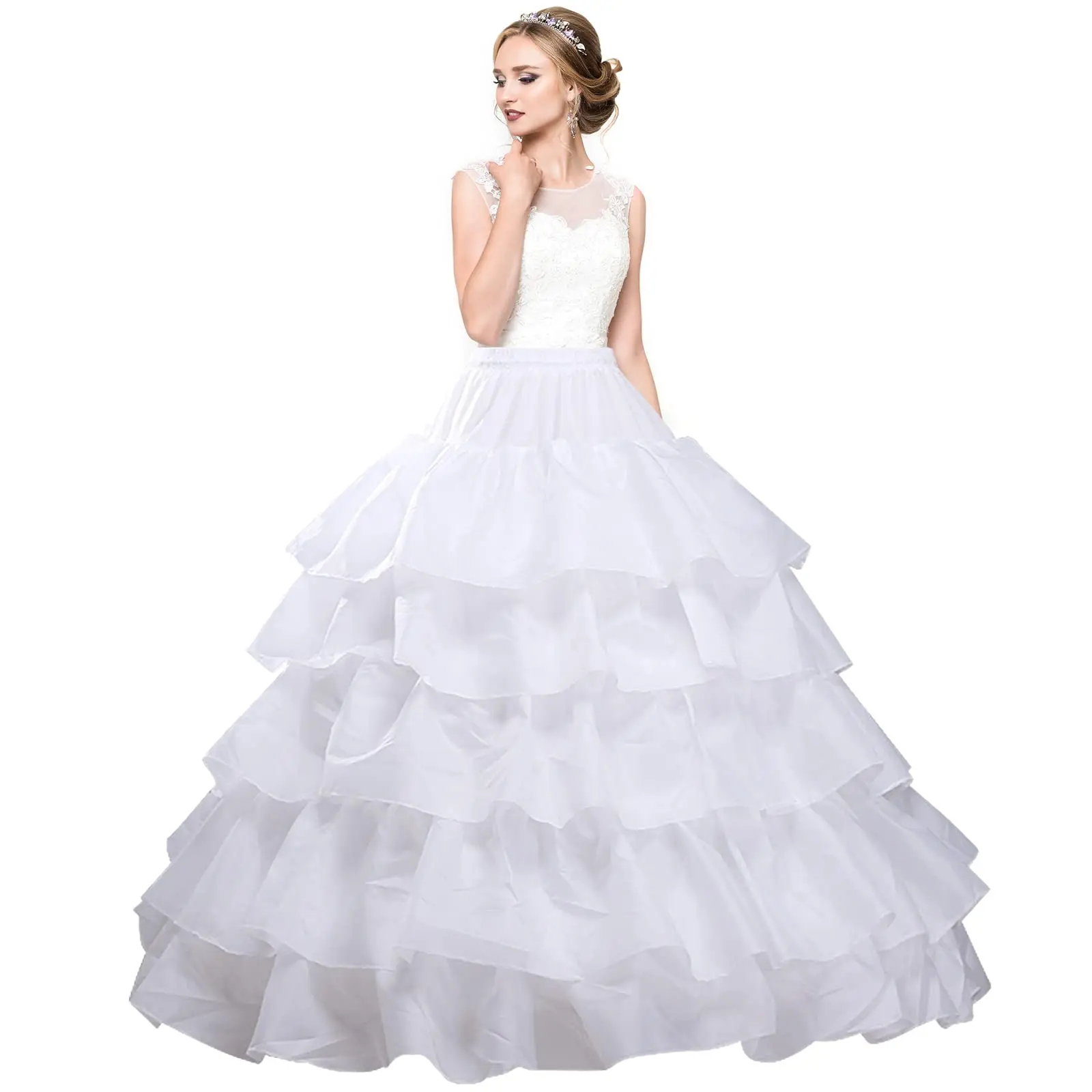 Crinoline Petticoat 6 Hoop Ball Gown Skirt Slips Long Underskirt for Wedding Bridal Dress