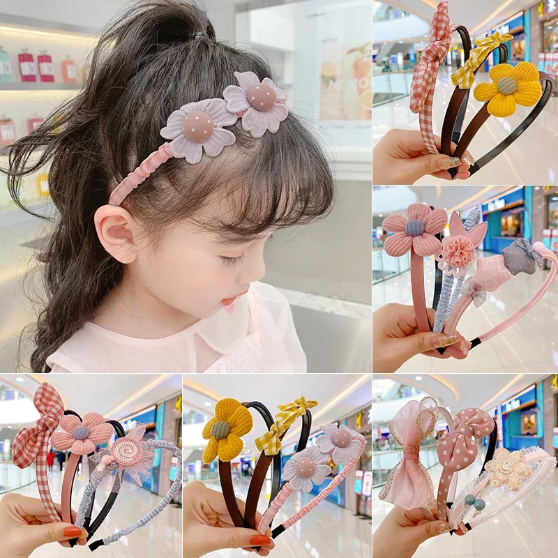 2022 Summer New Girls Cute Colors Flower Star Bow Hairbands Children Lovely Sweet Hair Hoop Headbands Kids Hair Accessories