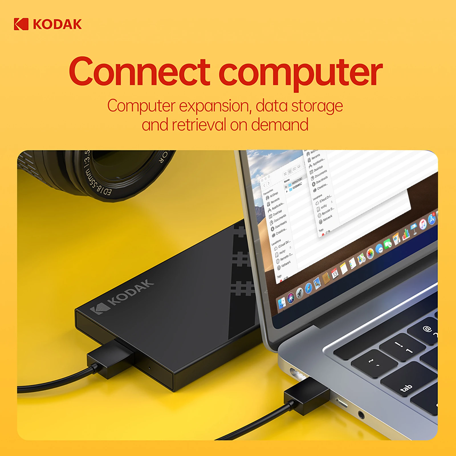 Kodak E100Pro 2.5inch Ssd/Hdd External Box-Usb 3.0 to Sata Iii Adapter/Supports Uasp/5Gbps Data Transmission, No Tool Installation Required, Abs Shell, Hard Drive Conversion, Dedicated for It People