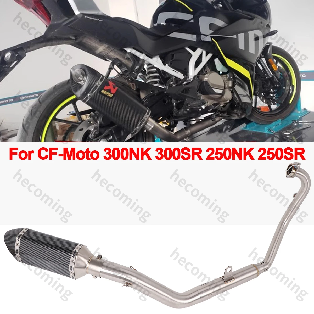 

Complete Exhaust System For CFMOTO 250NK 300NK 250SR 300SR 300SS Muffler Header Slip on 51mm Mid Link Pipe WITH DB Killer