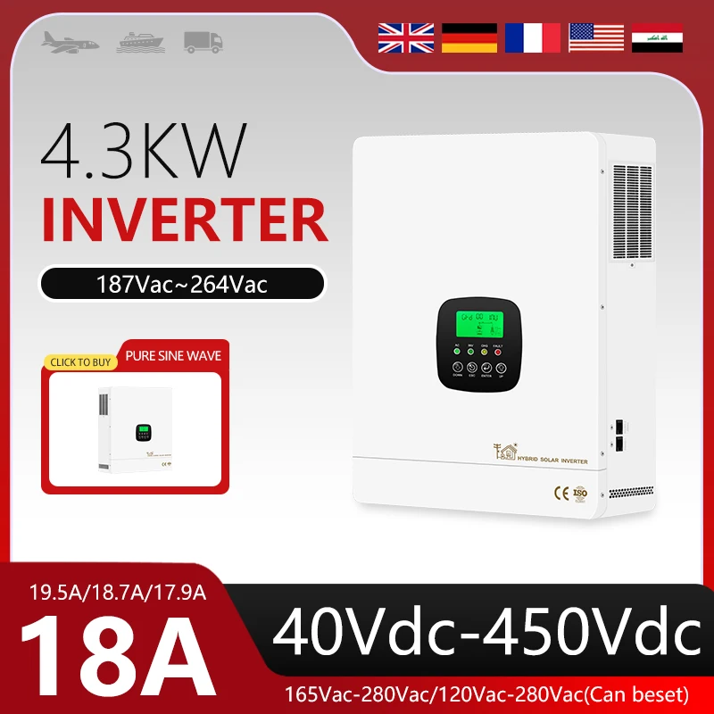 24v 4.3kw All in One Solar single phase  inverter for Home Energy Storage solar hybrid Single DC AC Onduleur IP65