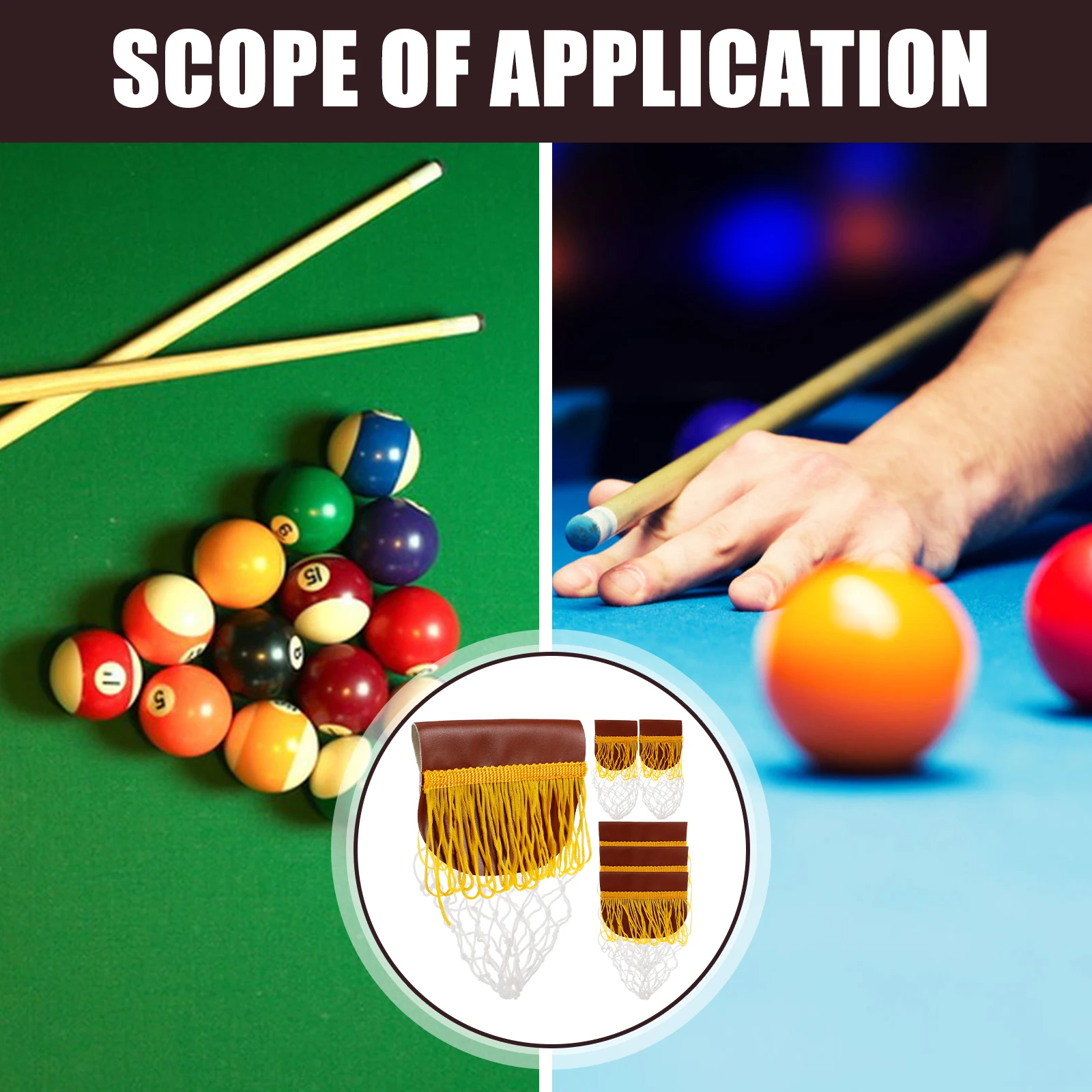 

6Pcs Pool Table Pocket Replacement Billiard Net Pocket Heavy Load Resistant Storage Basket for Sports Team School Use