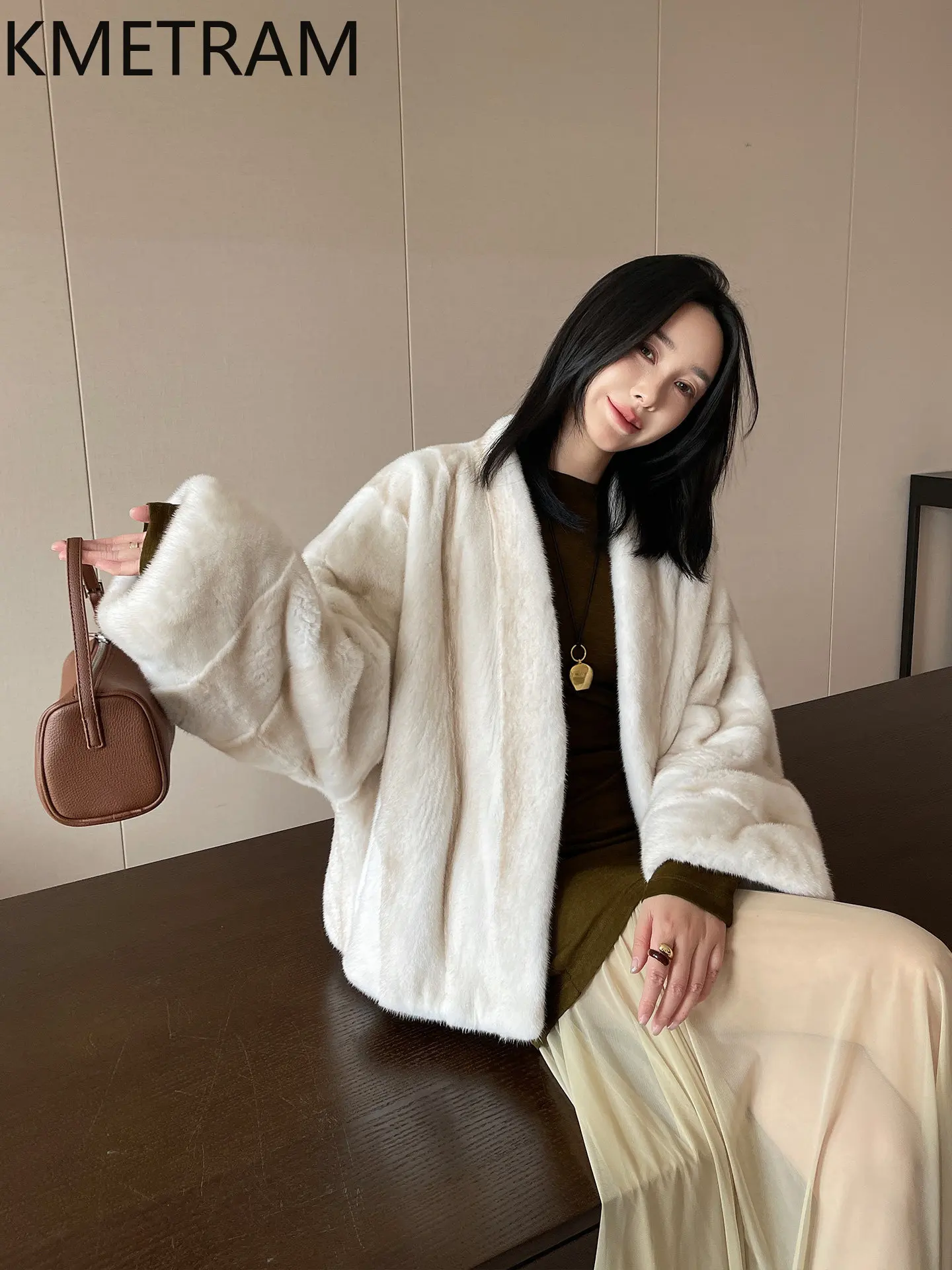 KMETRAM Natural Purple Label Velvet Mink Coat Woman Luxe Whole Mink Fur Jacket Casual Winter Short Coats 60cm 2026 Women Clothes
