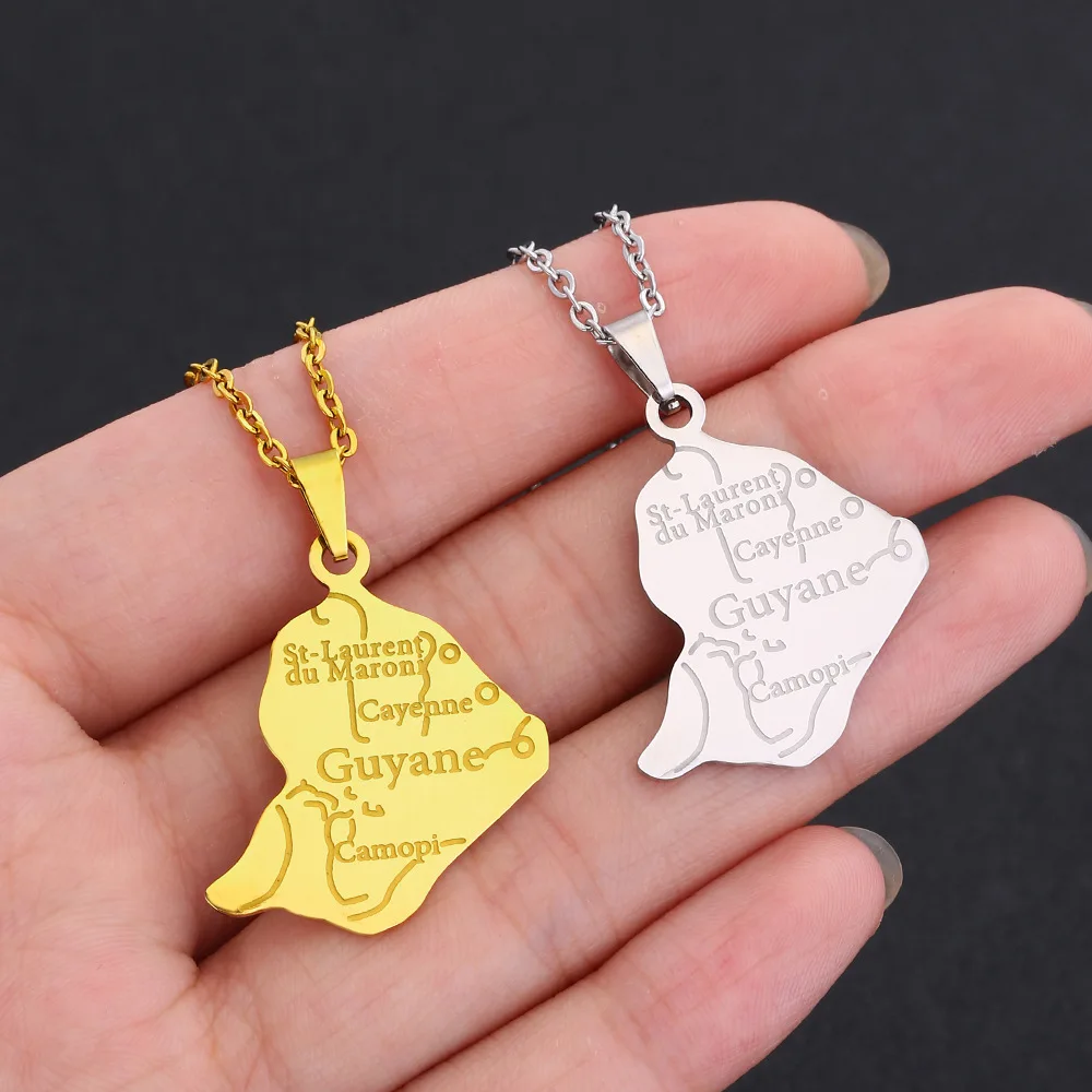 2024 new fashion stainless steel French Guyana pendant necklace temperament everything collarbone chain birthday anniversary sma