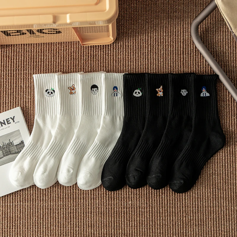 New Fashion Spring Autumn Men Socks White Black Sports Socks Casual Sweat Absorbent Breathable Basketball Socks Meias EU 38-43