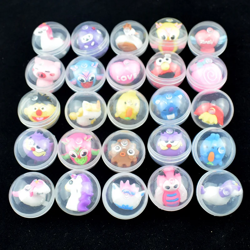 6PCS 32mm Transparent Ball Mini Little Animal Toys Cartoon Mixed Style Round Ball Surprised Funny Pet Ball Egg Little Dolls Gift