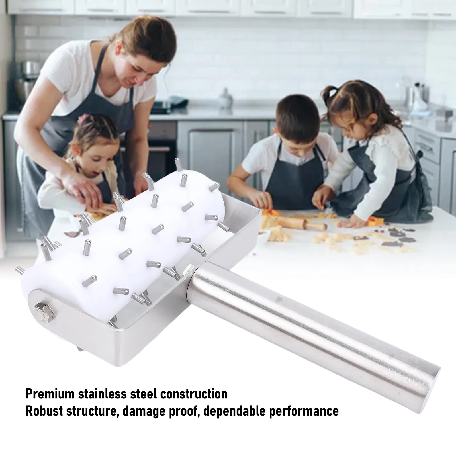 بيتزا عجينة دوكر الفولاذ المقاوم للصدأ المعجنات العجين صانع ثقب البيتزا الأسطوانة مع المسامير لمفرقعات فطيرة الخبز محلية الصنع