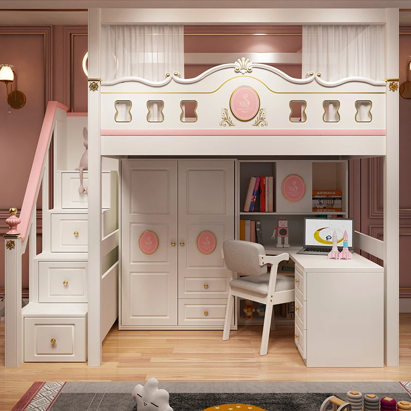 Armoire sous la Table, lit pour enfants entrelacé, poudre supérieure et inférieure, lit haut et bas, bureau