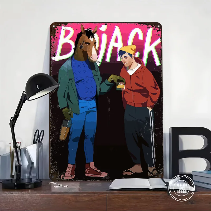 Bojack Personalized 3D Textured Metal Poster Wall Art Tinplate Sign for Aesthetic Decoration Room Home Decorations Man Cave At