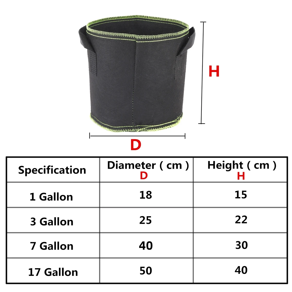 1/3/7/17 Gallon Felt Planting Grow Bag Potato Tomato Strawberry Planting Pot Garden Balcony Flower Planter Cultivation Bag 1Pc