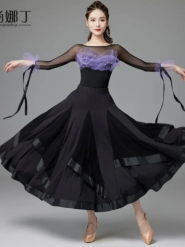 New National Standard Dance Dress Modern Waltz Dance Performance Costume Social Dance Big Swing Skirt