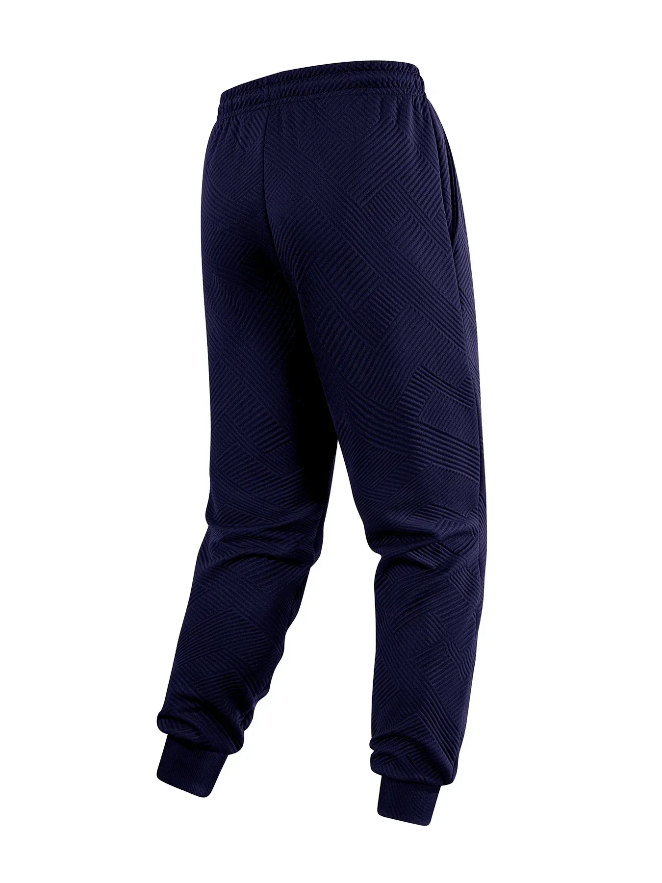 Mens Jacquard Pattern Joggers Elastic Waist Drawstring Tapered Leg Rib Cuff Side Pocket Casual Sweat Pants