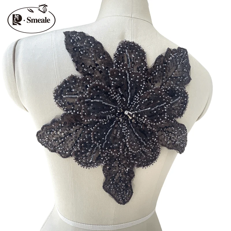 Dreilagige bestickte Perlen-Pailletten, große Applikation, große Blumen, DIY-Kleidung, Kleid, Heimdekoration, Aufnäher-Zubehör RS 253202 – Detail 7