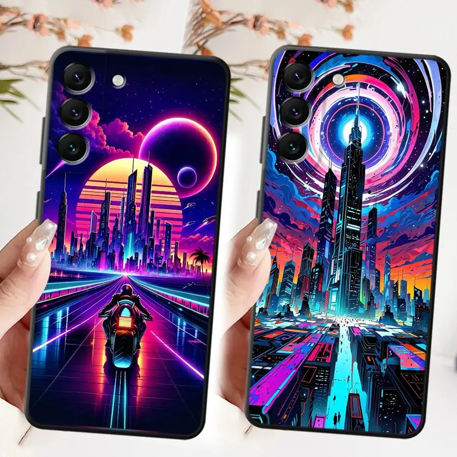 SCI-FI مدينة لينة عودة غطاء الهاتف حقيبة لهاتف سامسونج غالاكسي A22 A23 A72 A73 A24 A31 A16 A21s A54 A71 A12 A13 A51 A52 A35 A41 A33