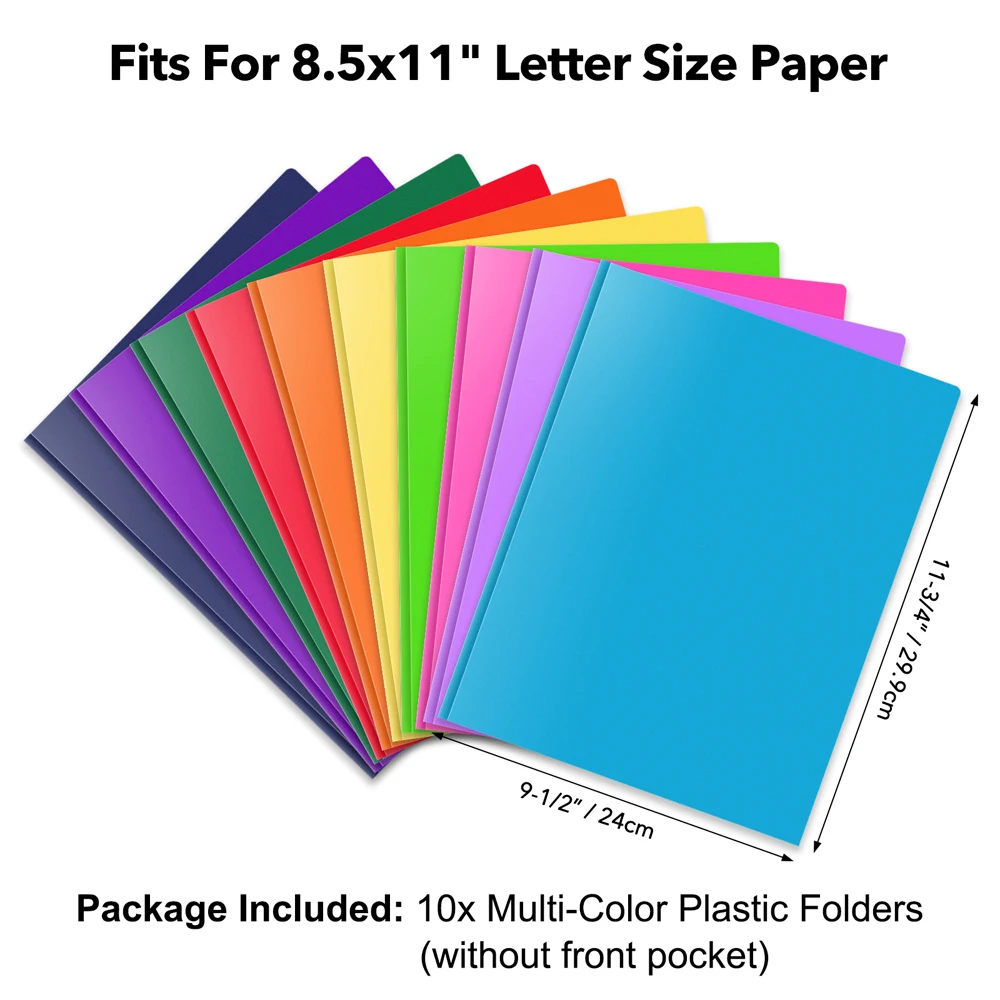 Heavy-Duty Plastic 3-Prong Folder,2 Inner Pockets, No Front Pocket,8.5x11