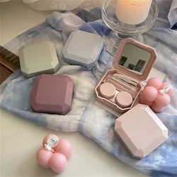1PC Candy Color Contact Lenses Box Travel Kit Pocket Mini Contact Lens Case Ladies Holder Storage Eye Care Container with Mirror