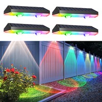 4pcs Solar Fence Light RGB Color Changing Outdoor Garden Yard Decor Step Lamp IP65 Waterproof Pathway Wall Stair Lamp Balcony