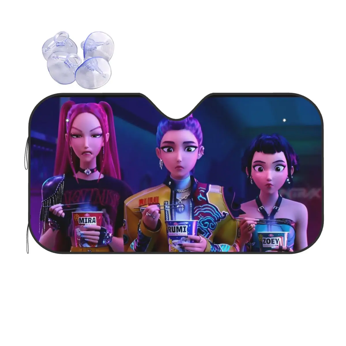 

Kpop Demon Hunters Huntrix Movie Windshield Sunshade Universal Car Front Window Visor 76x140cm Car Window Windscreen Cover