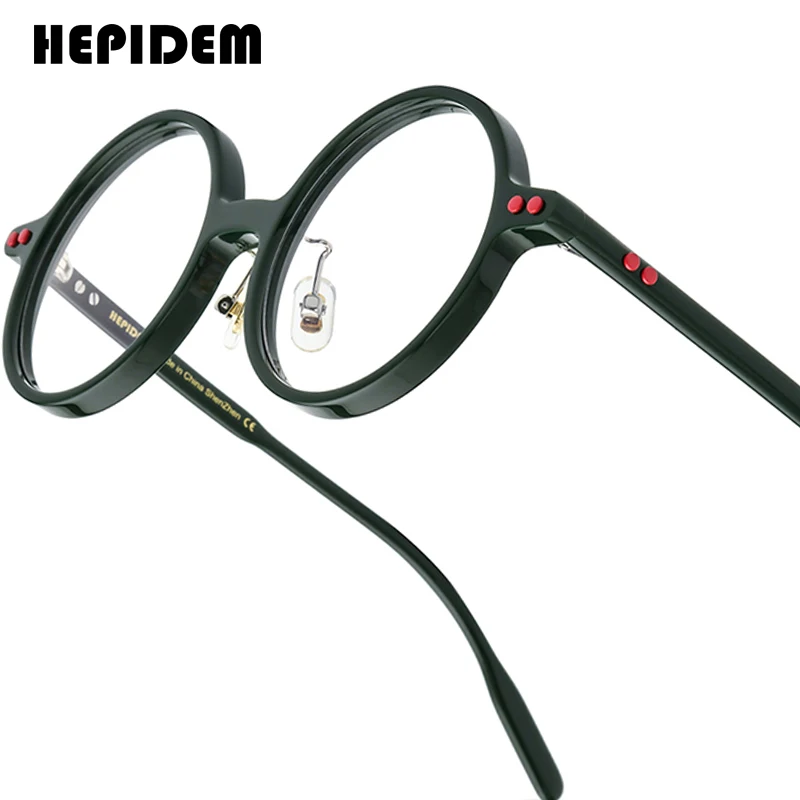 

HEPIDEM Acetate Glasses Frame Men Brand Designer Round Women Nerd Eyeglasses Japanese Handmade Spectacles Vintage Eyewear 9158