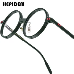 HEPIDEM Acetate Glasses Frame Men Brand Designer Round Women Nerd Eyeglasses Japanese Handmade Spectacles Vintage Eyewear 9158