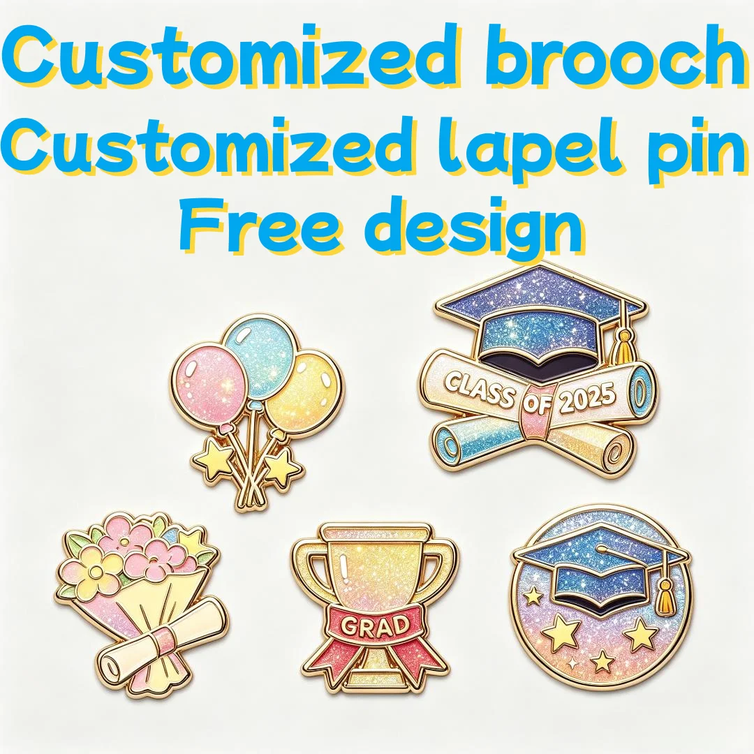 Personalized lapel pins enamel pin flag graduation enamel brooch custom student hat clothing decorative souvenir pin
