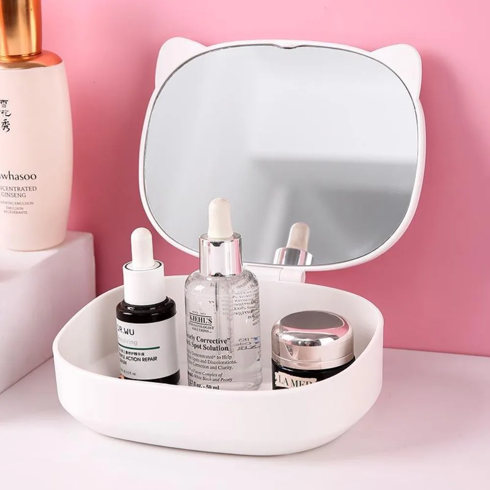 

With Storage Box Folding Storage Mirror Multi-compartment Storage Without Dead Corners Dresser Vanity Mirror Direct Color