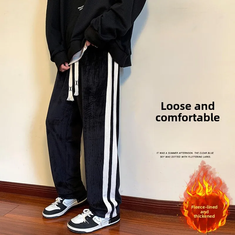 

Men's Corduroy Sports Pants Fce Lined Thiened Casual Straight Leg Sweatpants Autumn Winter Faionable Trousers