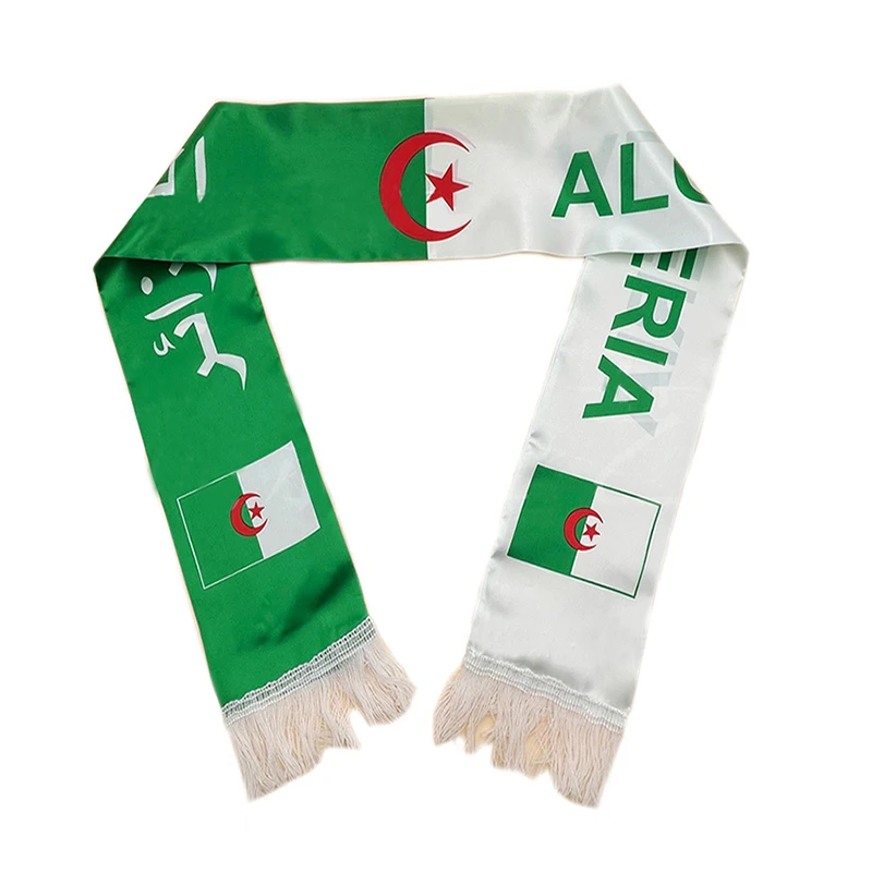 Arincassbo-bufanda de satén con bandera personalizada, pañuelo deportivo con estampado de doble cara para fiesta de boda y fútbol, 14x130cm