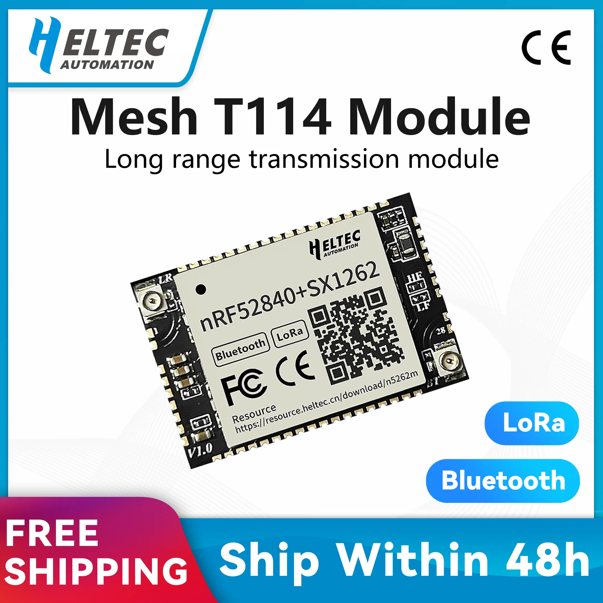 Heltec Meshtastic Tracker T114 Mesh Node Module LoRaWAN nRF52840 SX1262 LoRa BLE Arduino Low Power 3~10km Transmission Range