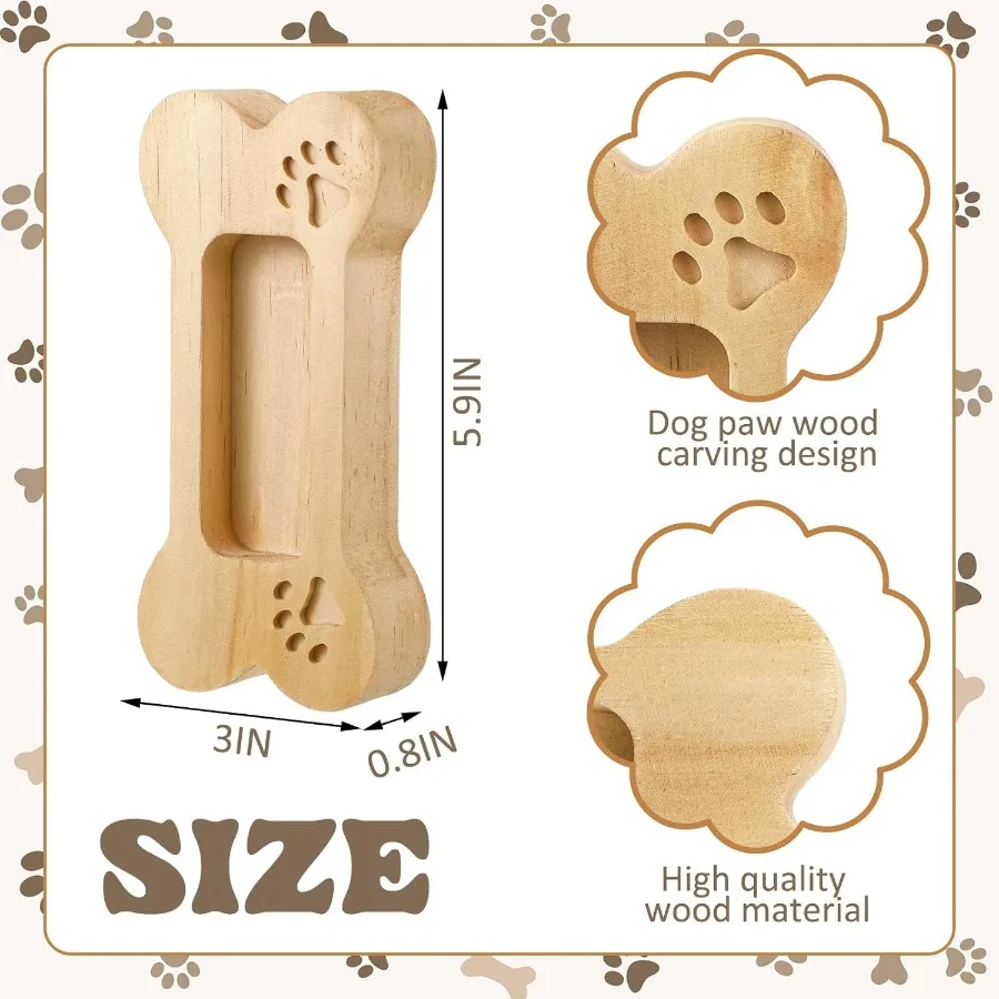 Menkxi, 2 uds., tarjetero para tarjetas de visita para perros, escritorio de madera, soporte para tarjetas de hueso de perro, estampado de pata de mascota, organizador de negocios de granja para pestaña de oficina