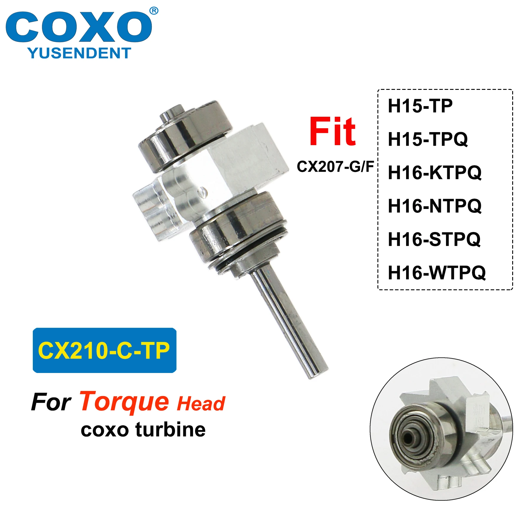 COXO Dental Turbine Cartridge Air Rotor For Original  YUSENDENT CX207 Fiber Optic LED High Speed Handpiece