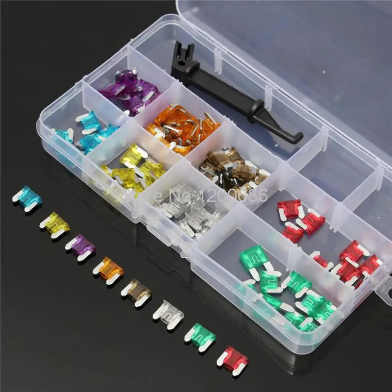 

100pcs 3/5/7.5/10/15/20/25/30A AMP Low Profile Micro Blade Mini Fuse Assortment Set