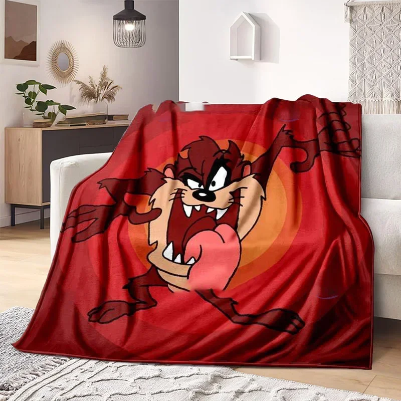Cartoon Tasmanian Devil Blanket Lightweight Warm Throw Blanket Soft Cute Big Mouth Blankets for Living Room Bedroom Kidsroom