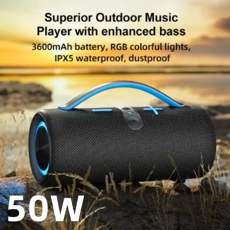 50W Soundbar Powerful Bass Portable Wireless Audio Player Outdoor Waterproof 3600mah Caixa De Som Bluetooth Speaker Sound Box