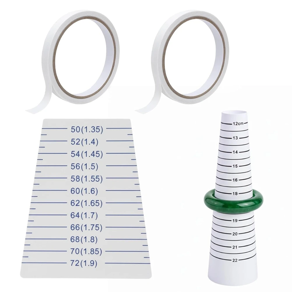 【Tools & Parts】 2 Measuring Tools with 2 Rolls Double-Sided Tape, Bracelet Sizer and Mandrel Set, Measuring Tool for Jewelry Mak