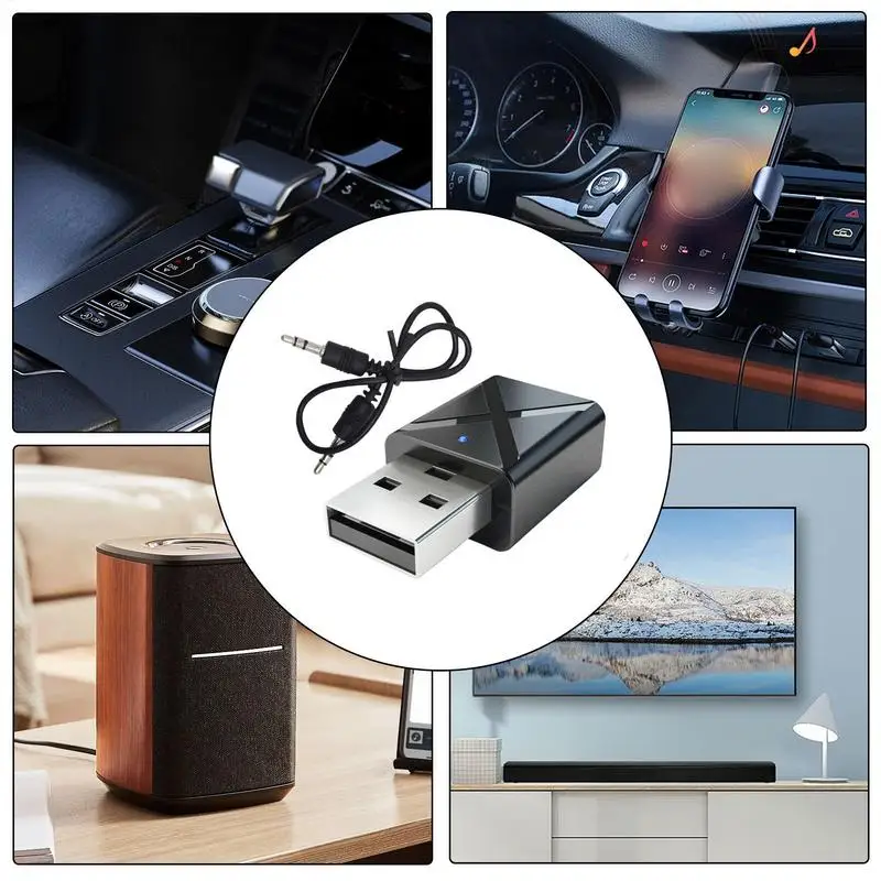 Беспроводной адаптер Настольный беспроводной адаптер 5.0 USB-передатчик 2-в-1 Компьютерный ТВ-приемник Plug-and-Play для удаленной работы