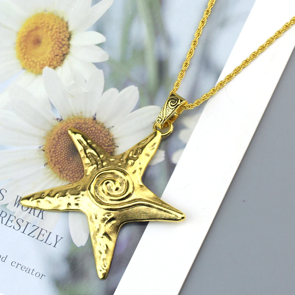 الكلاسيكية نجم البحر قلادة قلادة للنساء القوطية الهيب هوب فضي اللون الخماسي ستار سلسلة القلائد Y2K الرجال المجوهرات هدايا