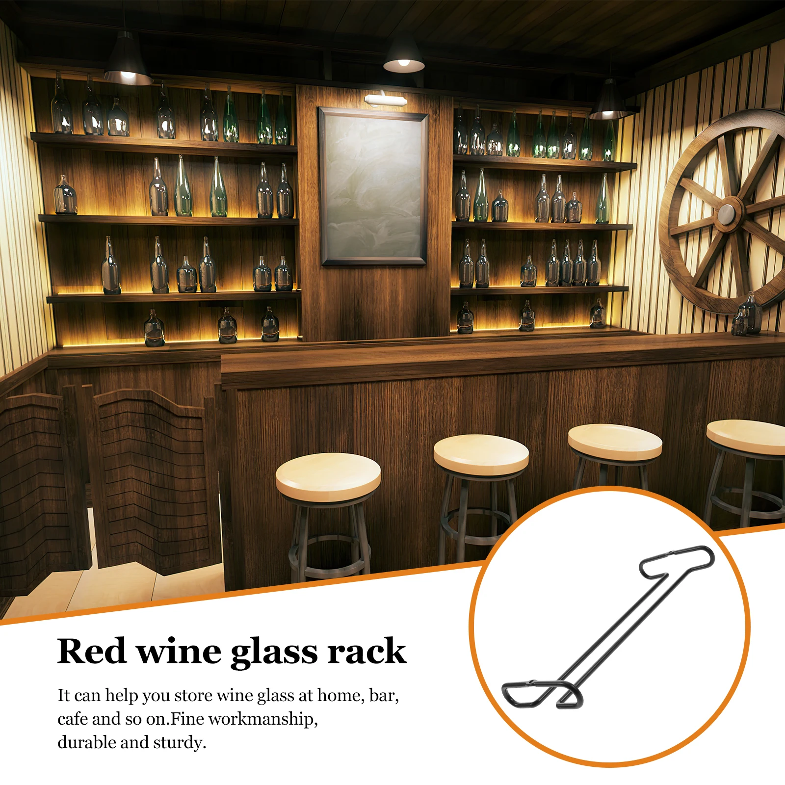 

Wall Mounted Iron Wine Glass Holder Kitchen Bar Upside Down Cup Rack With Drainage Design Space-Saving Goblet Organizer Glass