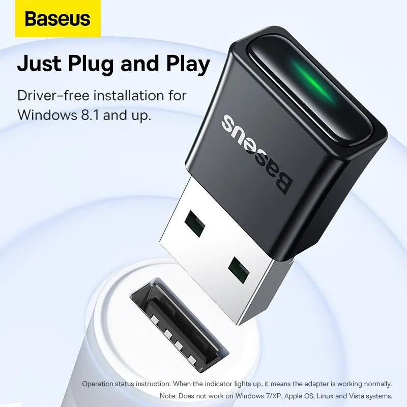 Bas192.- Adaptateur USB Bluetooth 5.3 Dongle BA07 pour PC, haut-parleur, souris sans fil, clavier, musique, récepteur audio, émetteur